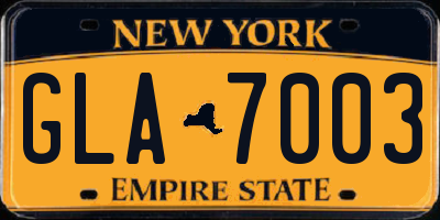 NY license plate GLA7003