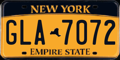 NY license plate GLA7072