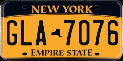 NY license plate GLA7076