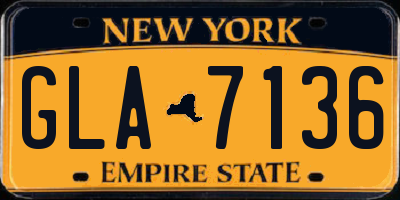 NY license plate GLA7136
