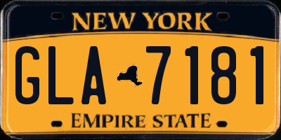 NY license plate GLA7181