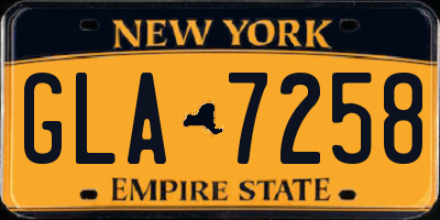 NY license plate GLA7258