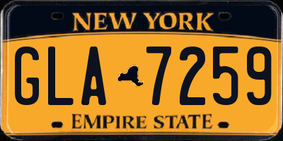 NY license plate GLA7259