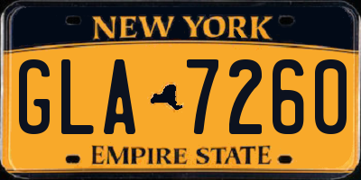 NY license plate GLA7260