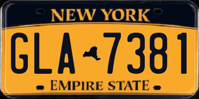NY license plate GLA7381