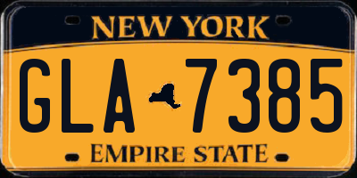NY license plate GLA7385