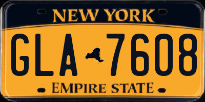 NY license plate GLA7608