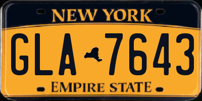 NY license plate GLA7643
