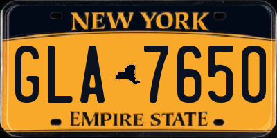 NY license plate GLA7650