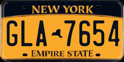 NY license plate GLA7654