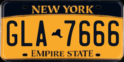 NY license plate GLA7666