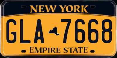 NY license plate GLA7668