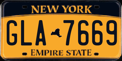 NY license plate GLA7669