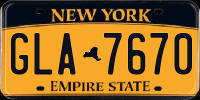 NY license plate GLA7670