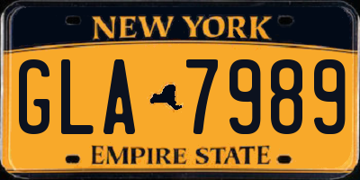 NY license plate GLA7989