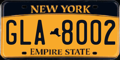 NY license plate GLA8002