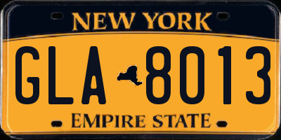 NY license plate GLA8013