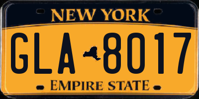NY license plate GLA8017