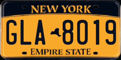 NY license plate GLA8019