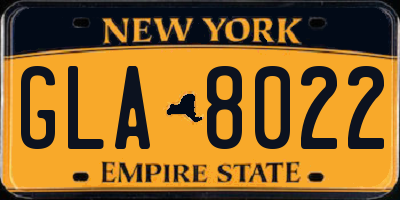 NY license plate GLA8022