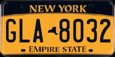 NY license plate GLA8032