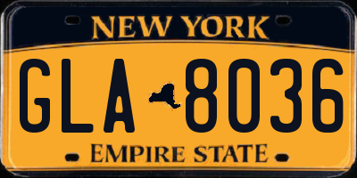 NY license plate GLA8036