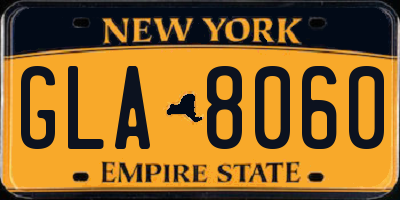 NY license plate GLA8060