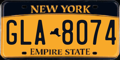 NY license plate GLA8074