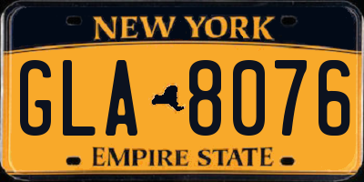 NY license plate GLA8076