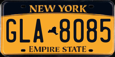 NY license plate GLA8085