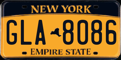 NY license plate GLA8086