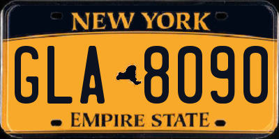 NY license plate GLA8090