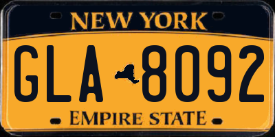 NY license plate GLA8092