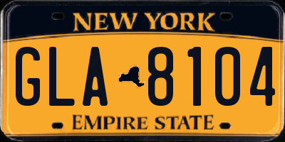 NY license plate GLA8104