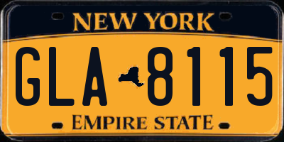 NY license plate GLA8115