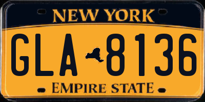 NY license plate GLA8136