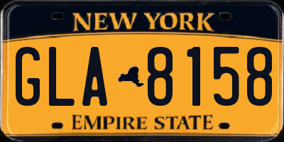 NY license plate GLA8158