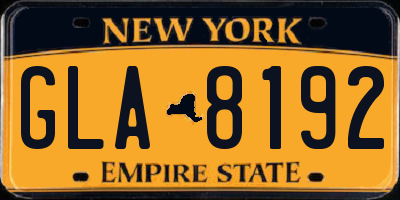 NY license plate GLA8192