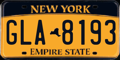 NY license plate GLA8193