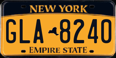 NY license plate GLA8240