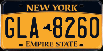 NY license plate GLA8260
