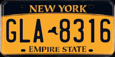 NY license plate GLA8316