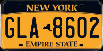 NY license plate GLA8602