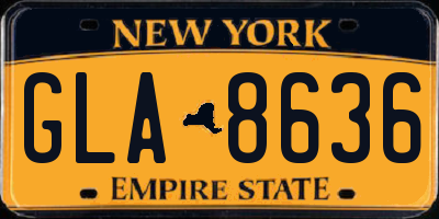 NY license plate GLA8636