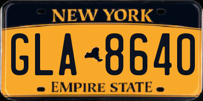 NY license plate GLA8640