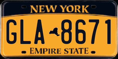 NY license plate GLA8671