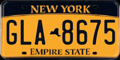 NY license plate GLA8675