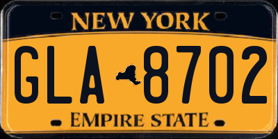 NY license plate GLA8702
