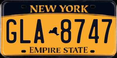 NY license plate GLA8747