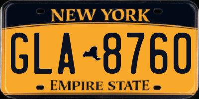 NY license plate GLA8760